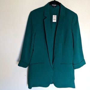 Express Open Front Boyfriend Blazer on Emerald Green